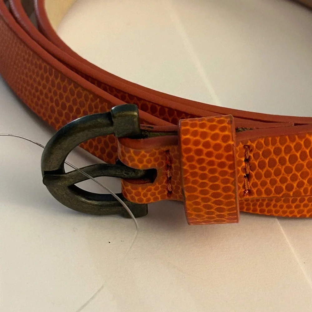 Coldwater Creek Burnt Orange Embossed Skinny Belt XL Misses 18 NEW